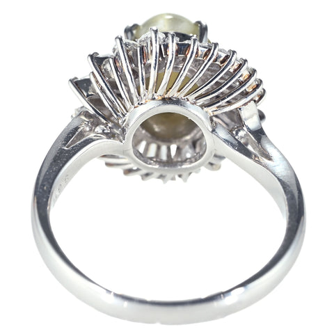 【中古】PT900 CATS EYE RING クリソベリルキャッツアイリング CE3.61ct D1.10ct 9.0g #15