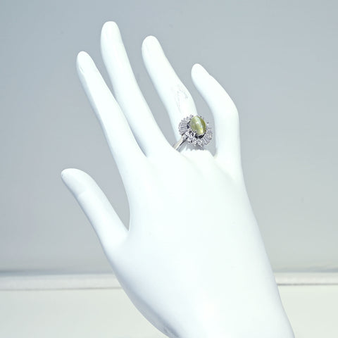 【中古】PT900 CATS EYE RING クリソベリルキャッツアイリング CE3.61ct D1.10ct 9.0g #15