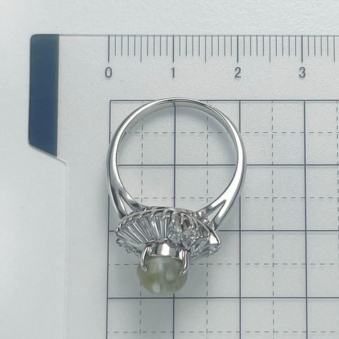 【中古】PT900 CATS EYE RING クリソベリルキャッツアイリング CE3.61ct D1.10ct 9.0g #15