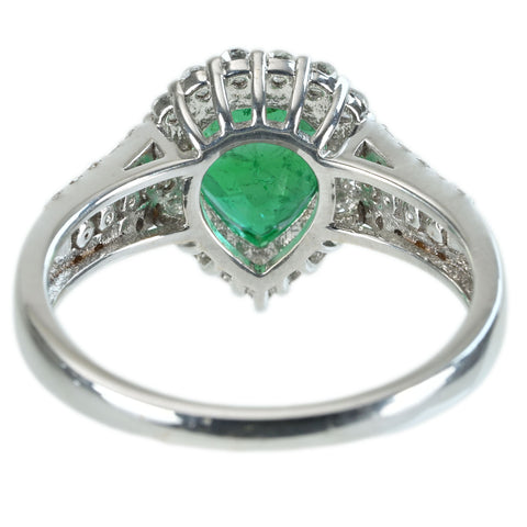 【中古】K18WG EMERALD RING エメラルドリング E1.25ct D0.47ct 3.9g #14