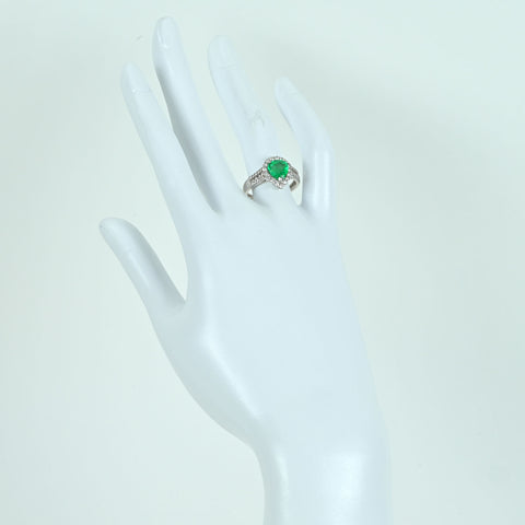 【中古】K18WG EMERALD RING エメラルドリング E1.25ct D0.47ct 3.9g #14