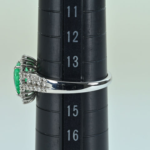 【中古】K18WG EMERALD RING エメラルドリング E1.25ct D0.47ct 3.9g #14