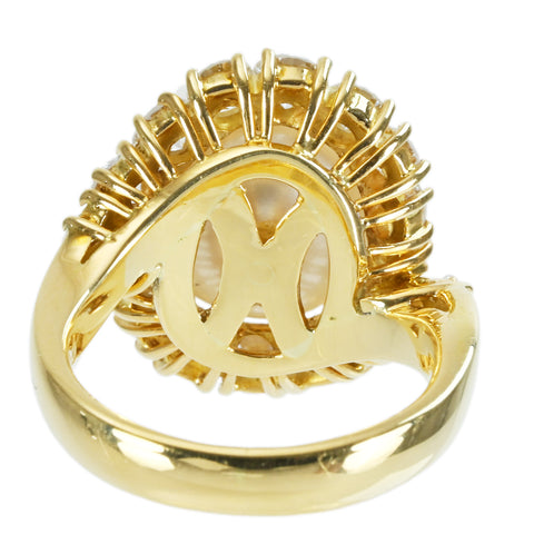 [Pre-owned] K18YG SOUTH SEA PEARL RING White Butterfly Pearl Ring P12.4mm D2.01ct 10.8g #9.5 