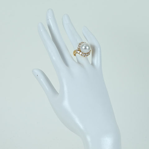 [Pre-owned] K18YG SOUTH SEA PEARL RING White Butterfly Pearl Ring P12.4mm D2.01ct 10.8g #9.5 