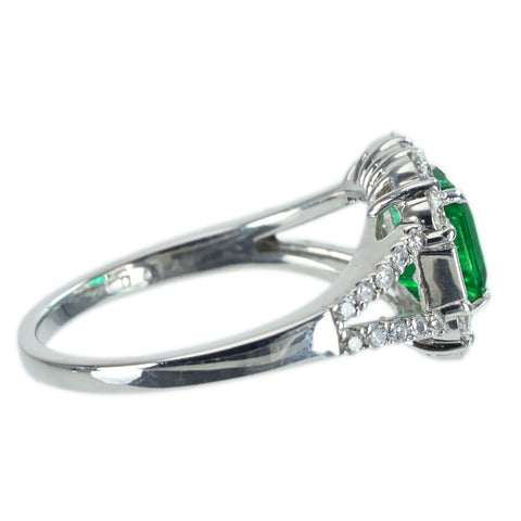 【中古】PT900 EMERALD RING エメラルドリング E1.054ct D0.62ct 0.14ct 5.8g #12.5