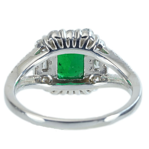【中古】PT900 EMERALD RING エメラルドリング E1.054ct D0.62ct 0.14ct 5.8g #12.5