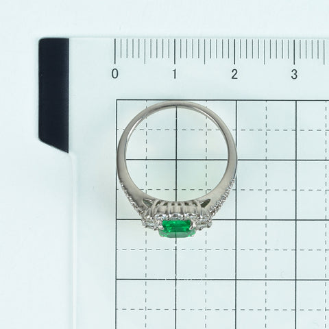 【中古】PT900 EMERALD RING エメラルドリング E1.054ct D0.62ct 0.14ct 5.8g #12.5