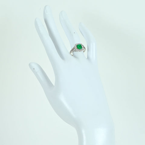 【中古】PT900 EMERALD RING エメラルドリング E1.054ct D0.62ct 0.14ct 5.8g #12.5