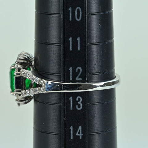 【中古】PT900 EMERALD RING エメラルドリング E1.054ct D0.62ct 0.14ct 5.8g #12.5