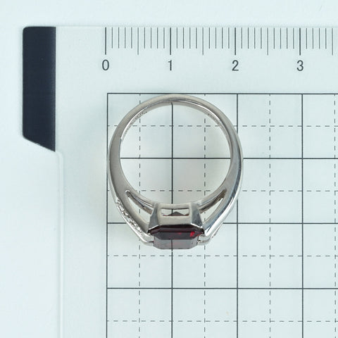 【中古】PT900 GARNETガーネットリング G3.00ct D0.10ct 7.6g #12