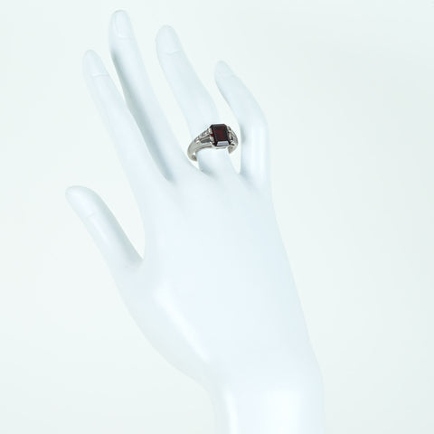 【中古】PT900 GARNETガーネットリング G3.00ct D0.10ct 7.6g #12