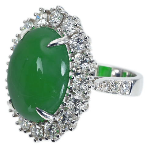 【中古】K18WG JADEITE RING ヒスイリング J17.13ct D3.40ct 17.2g #14