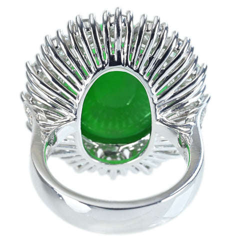 【中古】K18WG JADEITE RING ヒスイリング J17.13ct D3.40ct 17.2g #14