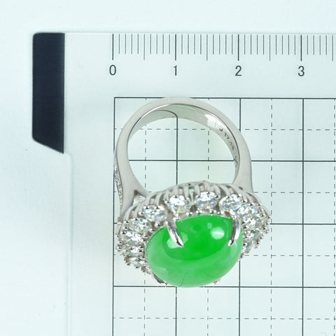【中古】K18WG JADEITE RING ヒスイリング J17.13ct D3.40ct 17.2g #14