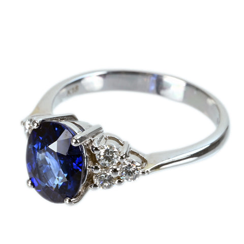 [Pre-owned] K18WG SAPPHIRE RING Sapphire ring S2.295ct D0.30ct 3.9g #12.5 