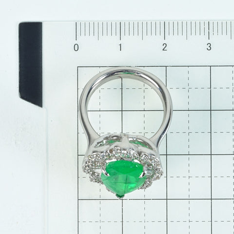 Pre-owned 18K White Gold Colombian Emerald Ring, E4.97ct, D0.57ct, GRS Certificate, 11.8g, #13 