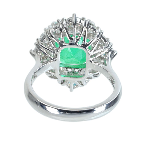 【中古】 K18WG EMERALDコロンビア産エメラルドリング E4.30ct D1.64ct GRS鑑別書 7.7g #12.5
