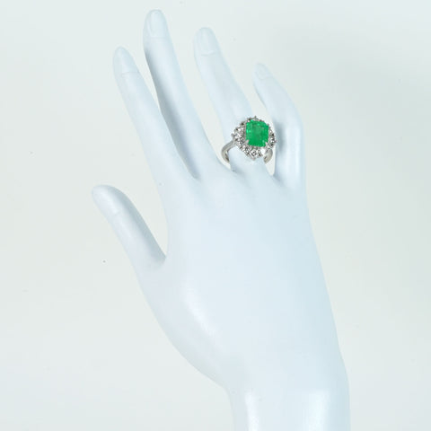 【中古】 K18WG EMERALDコロンビア産エメラルドリング E4.30ct D1.64ct GRS鑑別書 7.7g #12.5