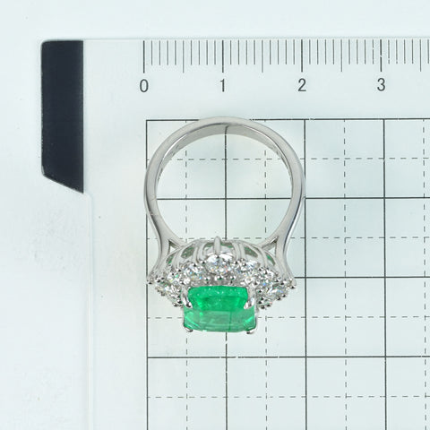 【中古】 K18WG EMERALDコロンビア産エメラルドリング E4.30ct D1.64ct GRS鑑別書 7.7g #12.5