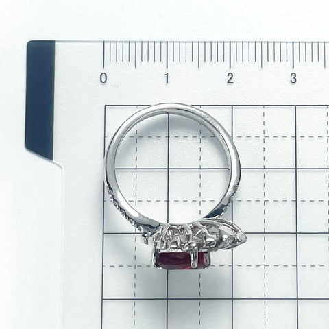 【中古】K18WG NO HEAT RUBY RING モザンビーク産非加熱ルビーリング R2.04ct Pink Diamond 0.252ct FLP I1 D0.57ct GRS鑑別書 CGLソーティング 6.2g #14