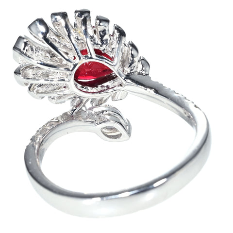 【中古】K18WG NO HEAT RUBY RING モザンビーク産非加熱ルビーリング R2.04ct Pink Diamond 0.252ct FLP I1 D0.57ct GRS鑑別書 CGLソーティング 6.2g #14