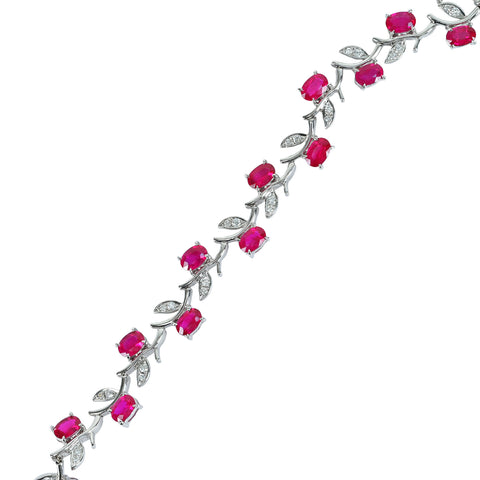 【中古】 K18WG RUBYルビーブレスレット R7.78ct D0.45ct 16.1g 16.5cm