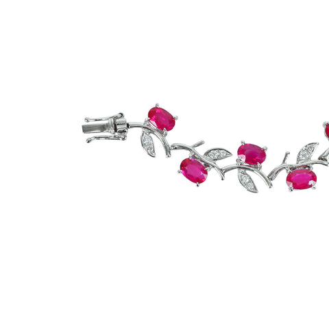 【中古】 K18WG RUBYルビーブレスレット R7.78ct D0.45ct 16.1g 16.5cm