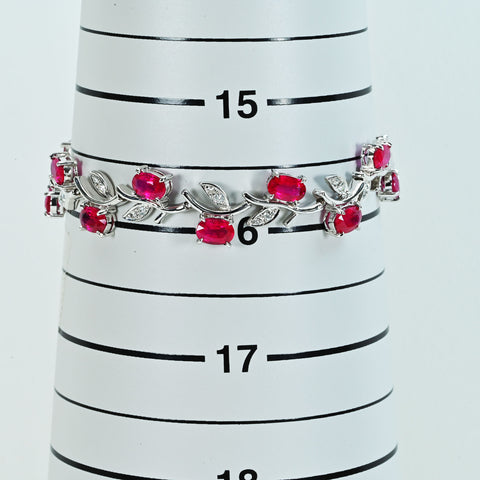 【中古】 K18WG RUBYルビーブレスレット R7.78ct D0.45ct 16.1g 16.5cm