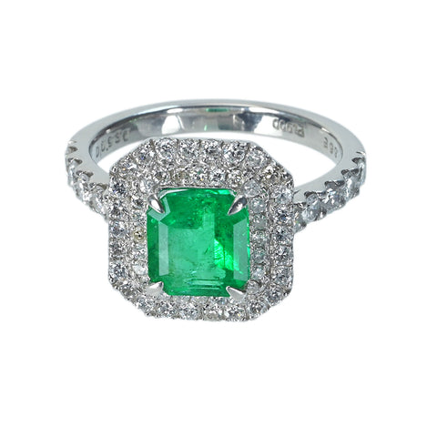 [Used] PT900 Emerald Ring, E1.665ct, D0.93ct, Nihon Hokyo Sorting, 6.6g, #12 
