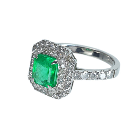 [Used] PT900 Emerald Ring, E1.665ct, D0.93ct, Nihon Hokyo Sorting, 6.6g, #12 