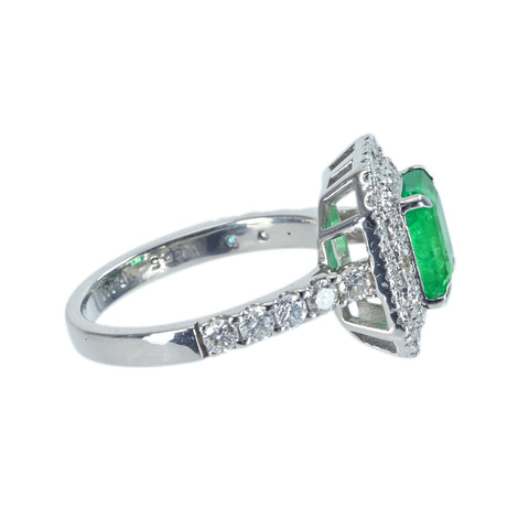 [Used] PT900 Emerald Ring, E1.665ct, D0.93ct, Nihon Hokyo Sorting, 6.6g, #12 