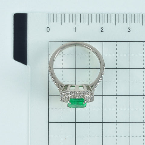 [Used] PT900 Emerald Ring, E1.665ct, D0.93ct, Nihon Hokyo Sorting, 6.6g, #12 
