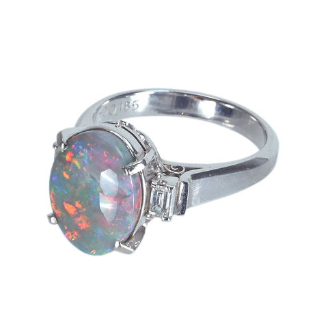 [Used] PT900 BLACK OPAL Black Opal Ring, 6.70ct Bore, 0.185ct Drill, 7.2g, #13 
