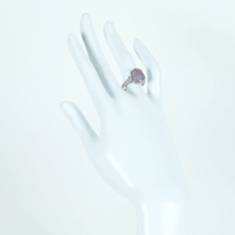 [Used] PT900 BLACK OPAL Black Opal Ring, 6.70ct Bore, 0.185ct Drill, 7.2g, #13 