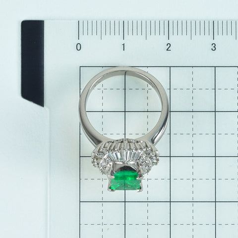 [Pre-owned] PT900 Emerald Ring, E1.55ct, D0.90ct, Nihon Hokyo Sorting, 11.3g, #11.5 