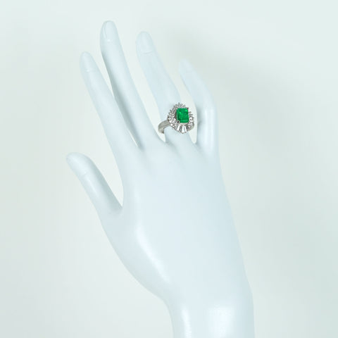 [Pre-owned] PT900 Emerald Ring, E1.55ct, D0.90ct, Nihon Hokyo Sorting, 11.3g, #11.5 
