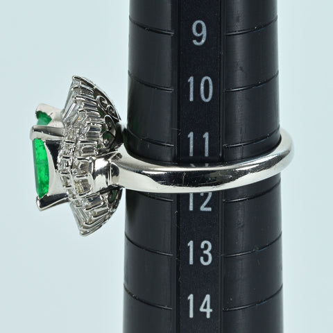 [Pre-owned] PT900 Emerald Ring, E1.55ct, D0.90ct, Nihon Hokyo Sorting, 11.3g, #11.5 