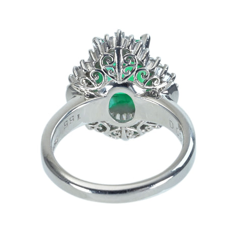 [Pre-owned] PT900 Emerald Ring, E1.55ct, D0.90ct, Nihon Hokyo Sorting, 11.3g, #11.5 