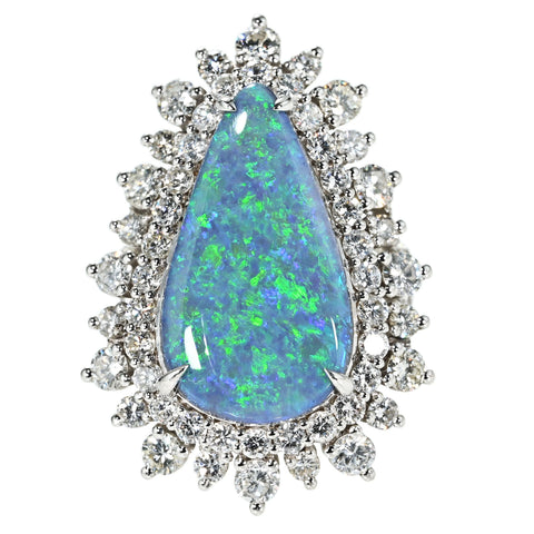 【中古】K18WG BLACK OPAL RING ブラックオパールリング BO8.90ct D3.32ct 13.5g #14