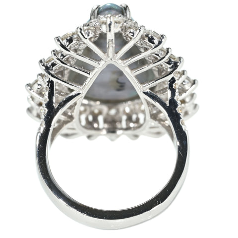 【中古】K18WG BLACK OPAL RING ブラックオパールリング BO8.90ct D3.32ct 13.5g #14