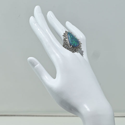 【中古】K18WG BLACK OPAL RING ブラックオパールリング BO8.90ct D3.32ct 13.5g #14