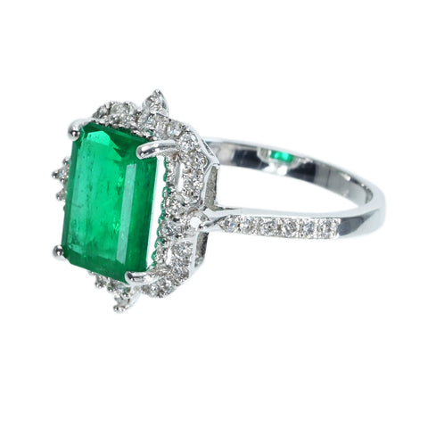 [Pre-owned] K18WG Emerald Ring E2.169ct D0.36ct 3.3g #13.5 