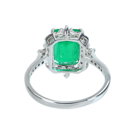 [Pre-owned] K18WG Emerald Ring E2.169ct D0.36ct 3.3g #13.5 