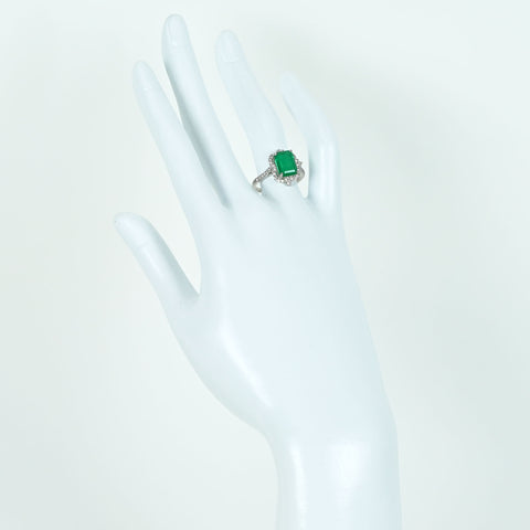 [Pre-owned] K18WG Emerald Ring E2.169ct D0.36ct 3.3g #13.5 