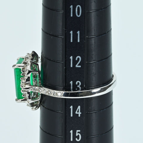 [Pre-owned] K18WG Emerald Ring E2.169ct D0.36ct 3.3g #13.5 