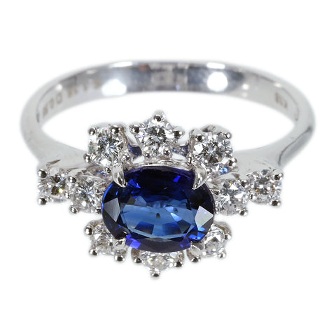 【中古】 K18WG SAPPHIRE サファイアリング S1.18ct D0.58ct 3.3g #12.5