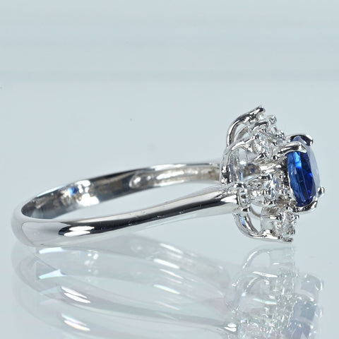【中古】 K18WG SAPPHIRE サファイアリング S1.18ct D0.58ct 3.3g #12.5
