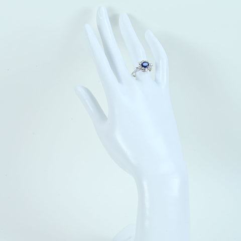 【中古】 K18WG SAPPHIRE サファイアリング S1.18ct D0.58ct 3.3g #12.5