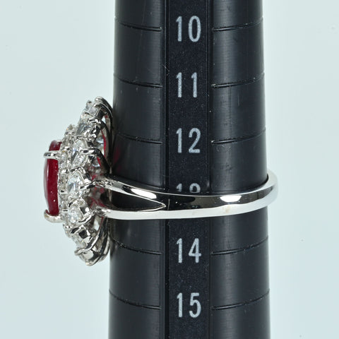 Pre-owned 18K White Gold Ruby Ring, Unheated Ruby from Mozambique, 2.05ct R, 1.62ct D, GRS Certificate, 6.2g 