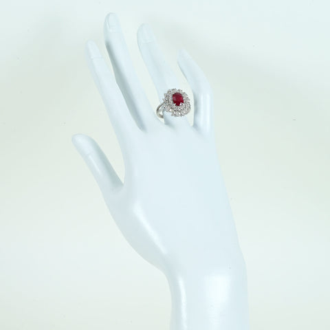 Pre-owned 18K White Gold Ruby Ring, Unheated Ruby from Mozambique, 2.05ct R, 1.62ct D, GRS Certificate, 6.2g 
